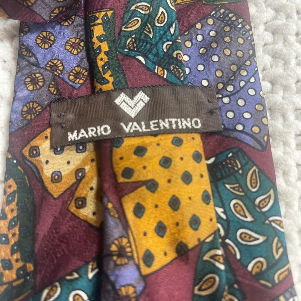 Mario Valentino‎ burgundy maroon necktie boxers vintage 100% silk
